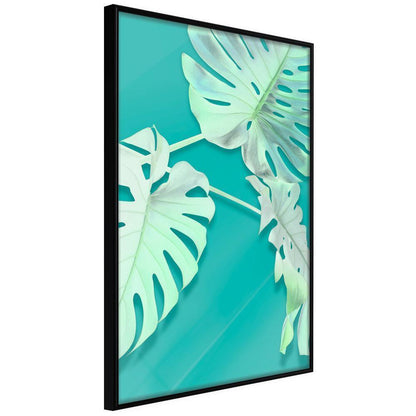 Botanical Wall Art - Teal Monstera-artwork for wall with acrylic glass protection