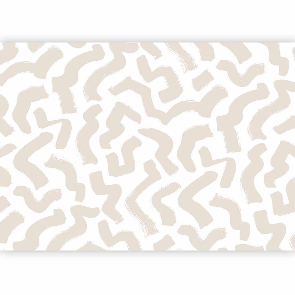 Wall Mural - Abstract composition - beige patterns in shapes on a white background