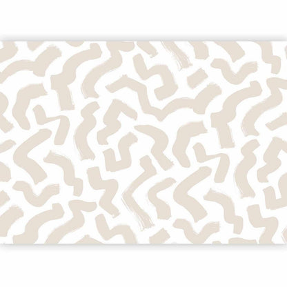 Wall Mural - Abstract composition - beige patterns in shapes on a white background