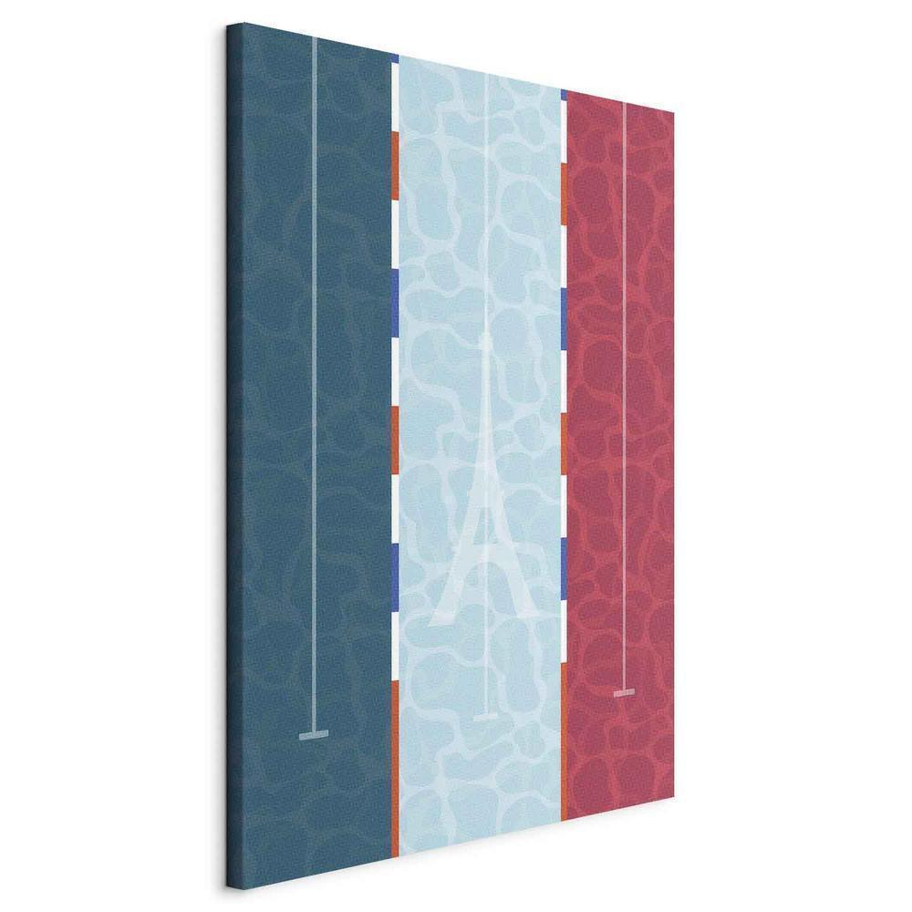 Canvas Print - Graphic Illustration of a Swimming Pool Against the Backdrop of the French Flag