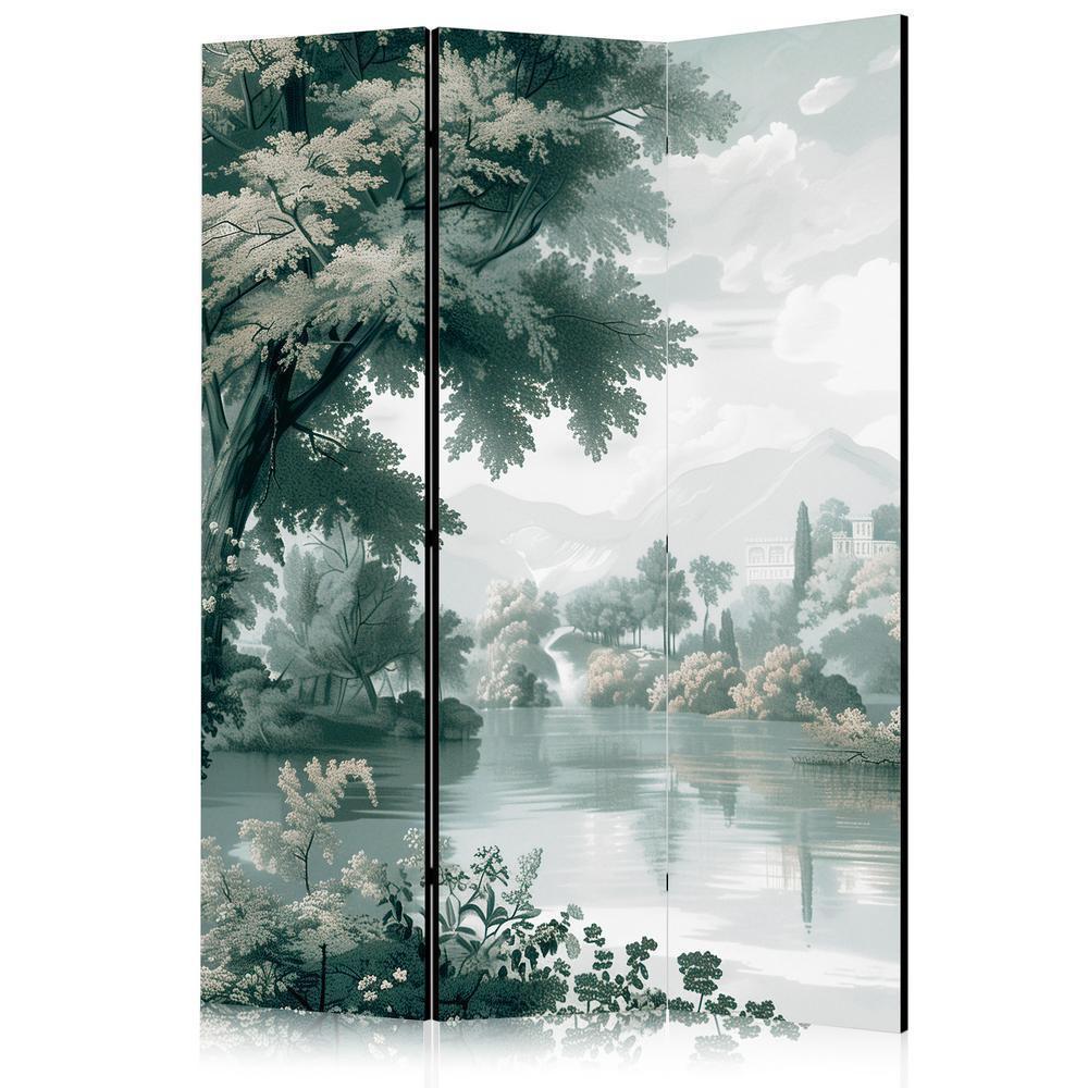 Room Divider - View of the Park and Lake - Retro Vintage Landscape in Greens