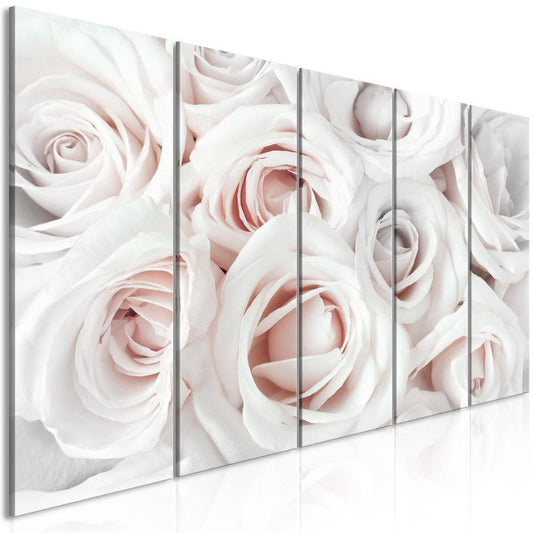 Canvas Print - Satin Rose (5 Parts) Narrow Pink-ArtfulPrivacy-Wall Art Collection