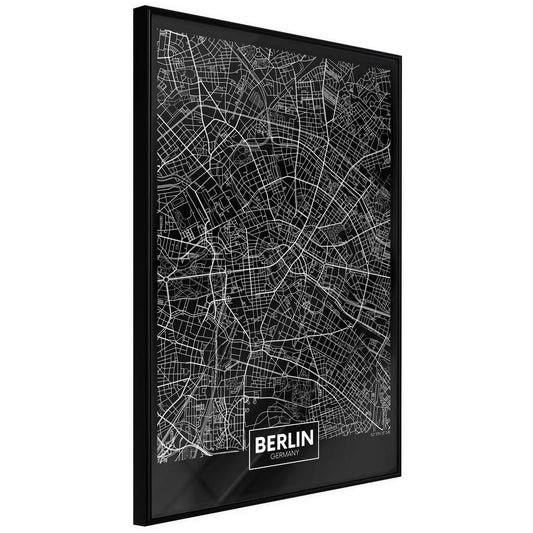 Wall Art Framed - City Map: Berlin (Dark)-artwork for wall with acrylic glass protection