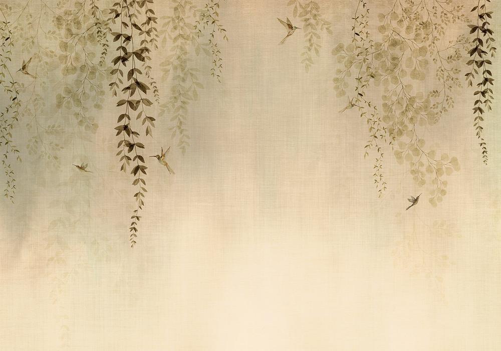 Wall Mural - Beige Hummingbirds