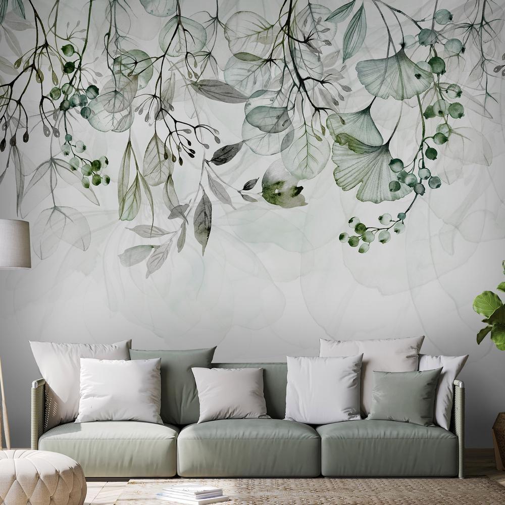 Wall Mural - Foggy Nature - Green-Wall Murals-ArtfulPrivacy