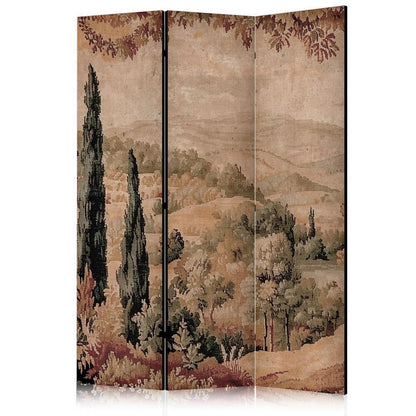 Room Divider - Landscape with Cypresses - Old Tapestry with Mediterranean Vegetation