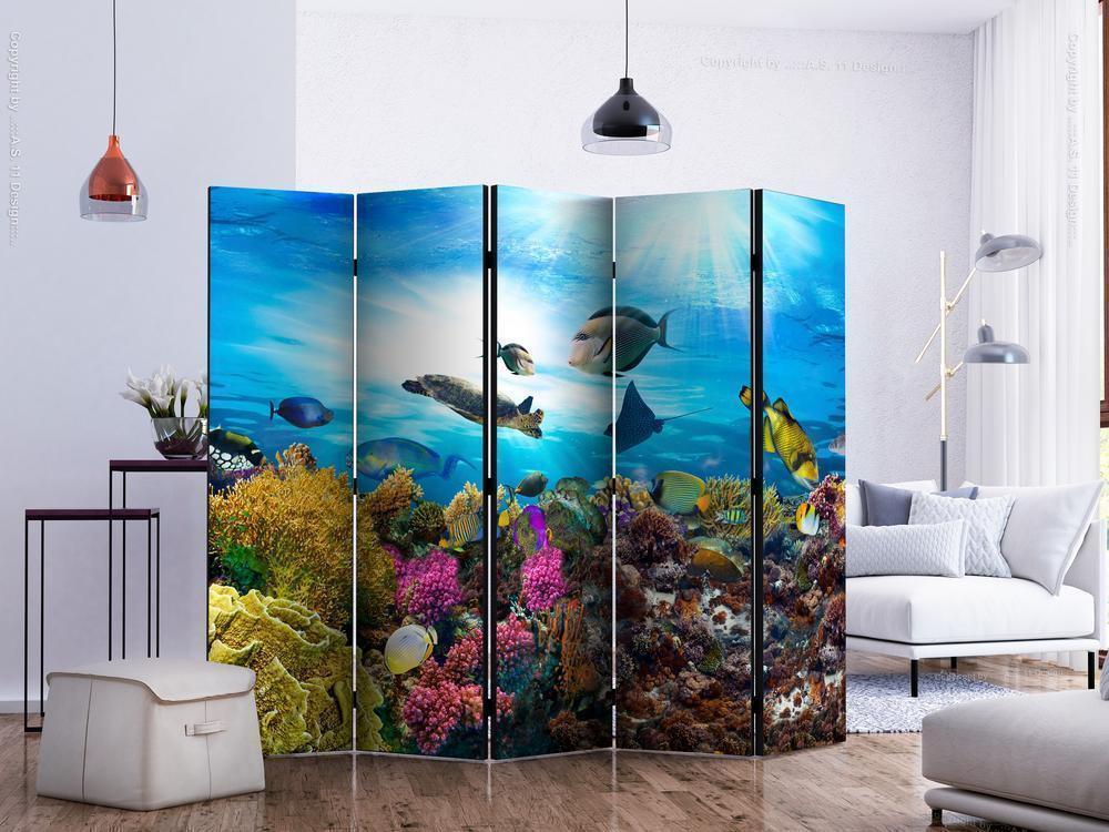 Decorative partition-Room Divider - Coral reef II-Folding Screen Wall Panel by ArtfulPrivacy