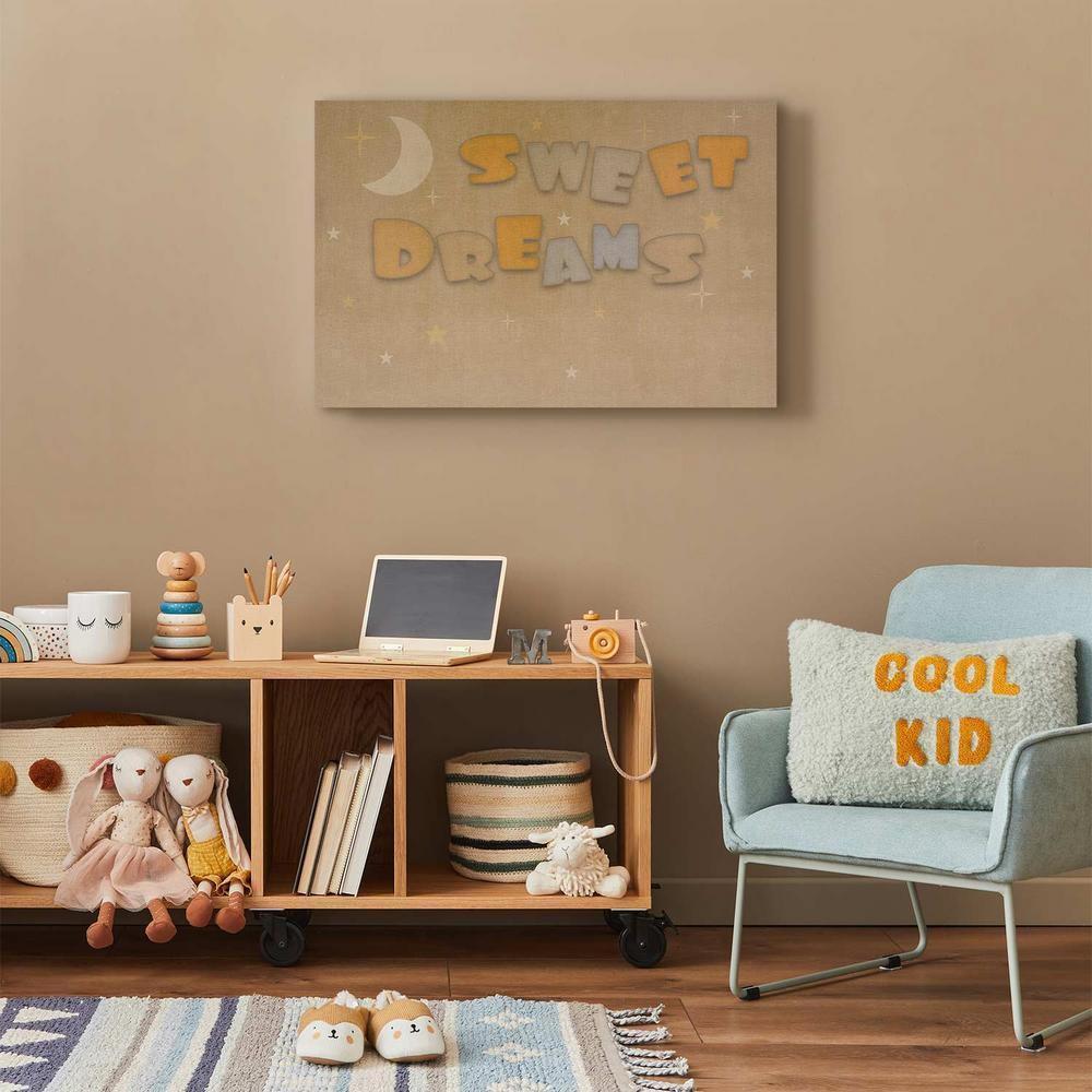 Canvas Print - Sweet Dreams - Pastel Inscription Surrounded by the Moon and Stars