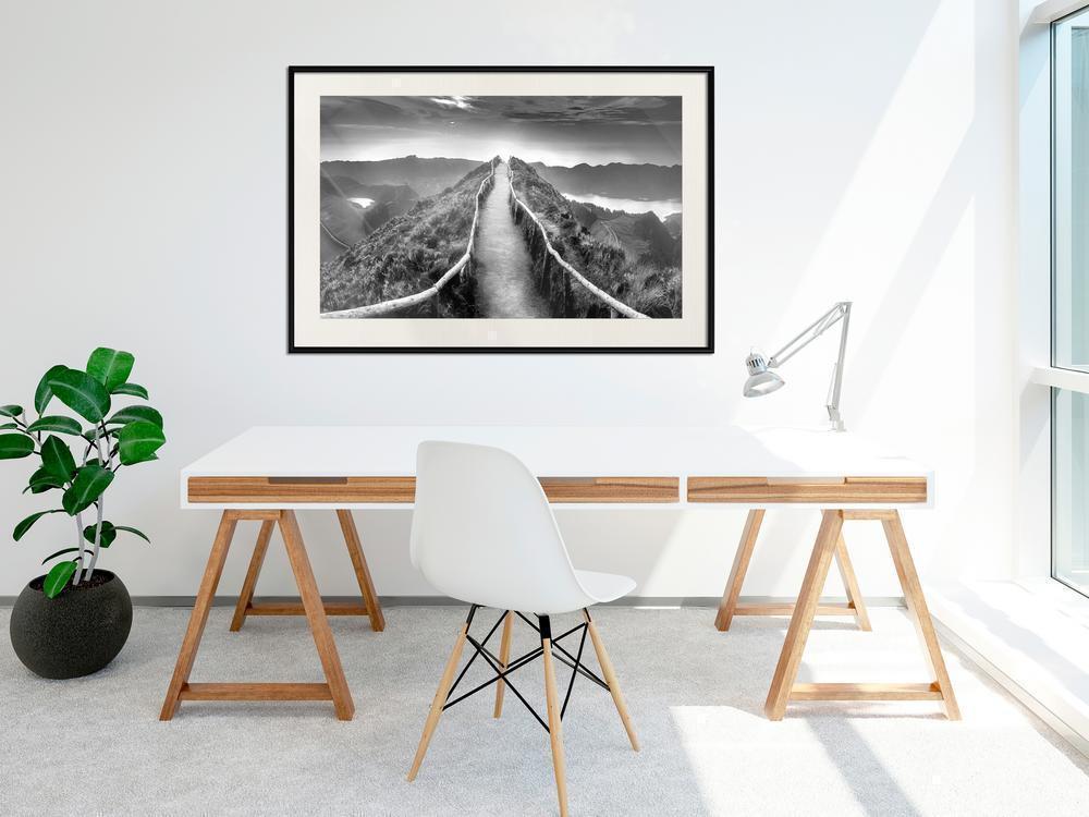 Black and White Framed Poster - Horizon-artwork for wall with acrylic glass protection