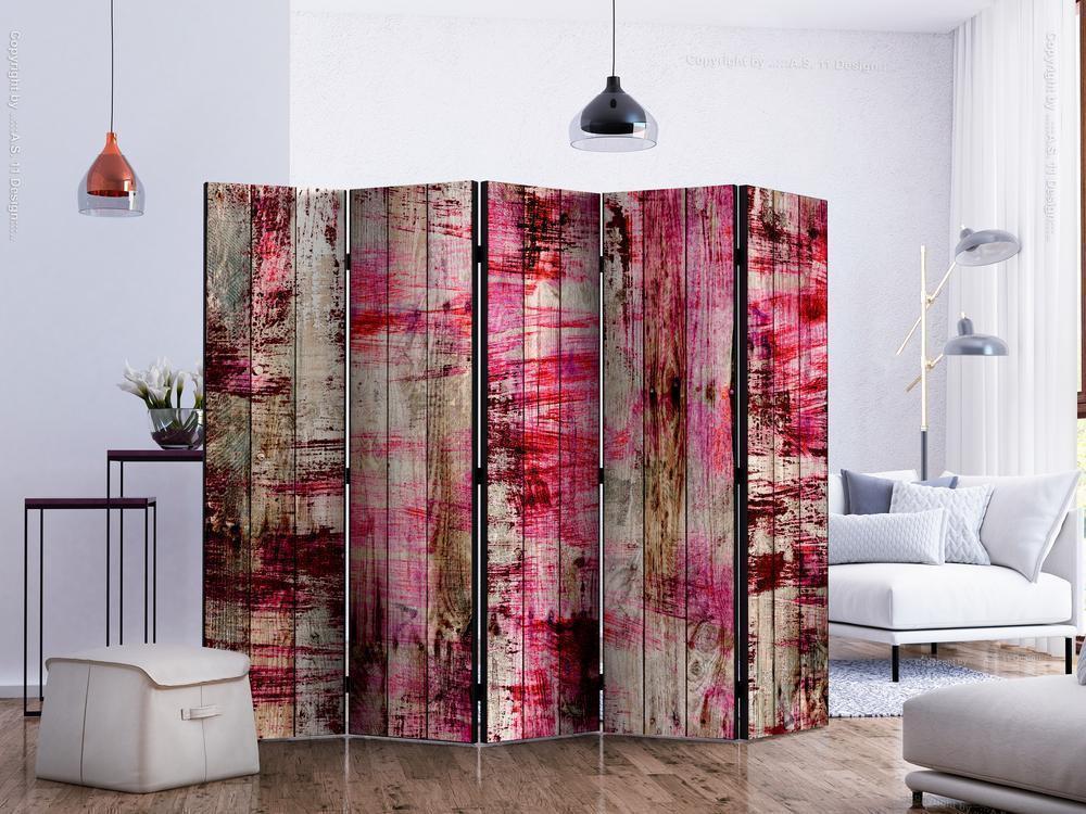 Decorative partition-Room Divider - Abstract Wood II-Folding Screen Wall Panel by ArtfulPrivacy