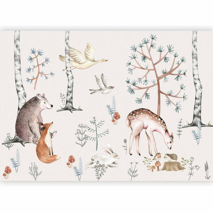 Wall Mural - Forest Land With Animals Painted in Watercolours