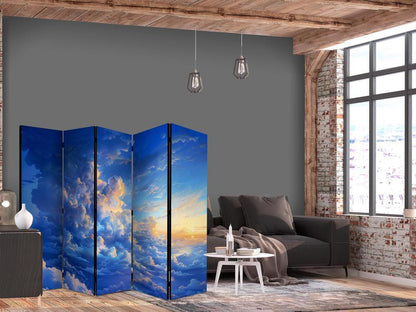 Room Divider - When the Sky Becomes a Canvas: Artistic Work of Nature in the Clouds- A 5 Panel Folding Screen For Living rooms, bedrooms or home office, decorative folding screen made with wood and canvas