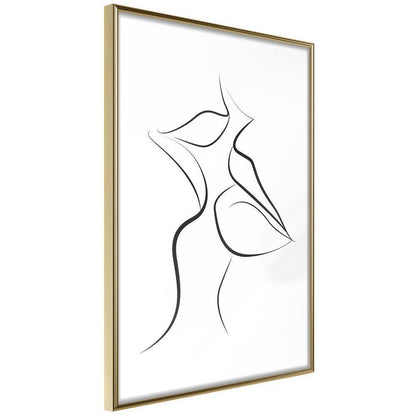Black and White Framed Poster - Passionate Closeness-artwork for wall with acrylic glass protection