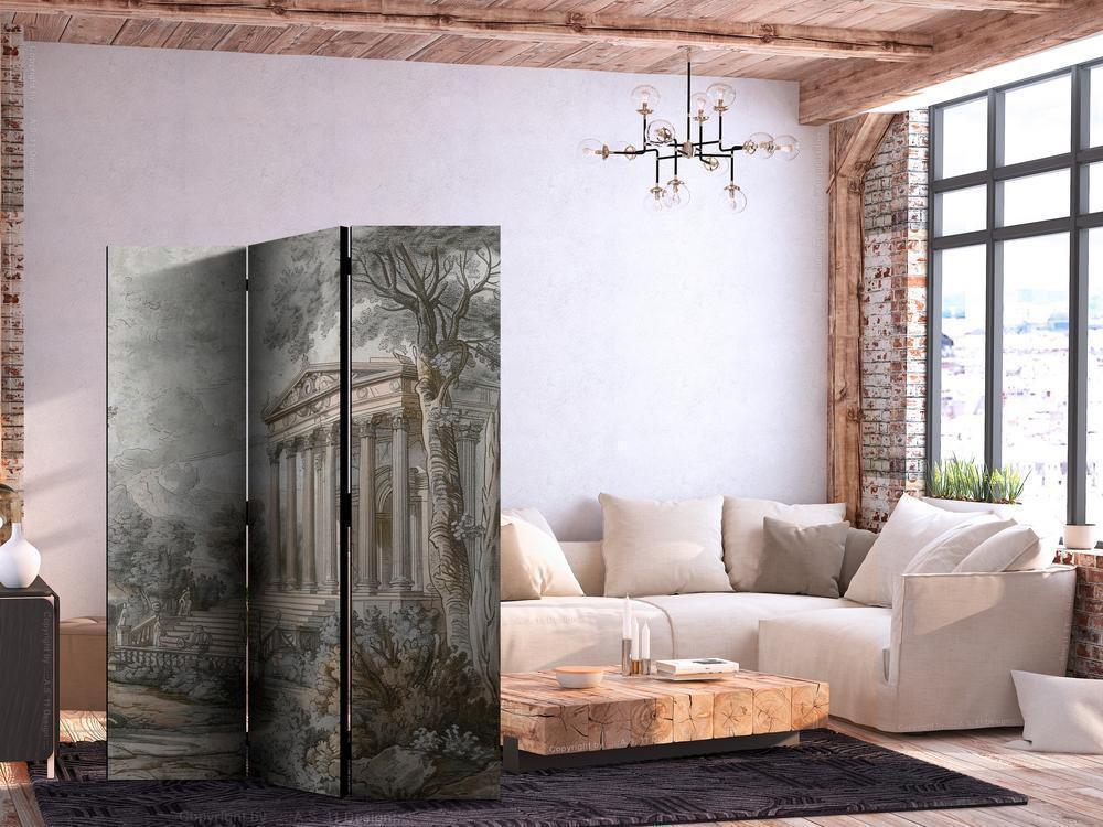 Room Divider - Antique Landscape - Greek Temple on a Hill Among Lush Vegetation