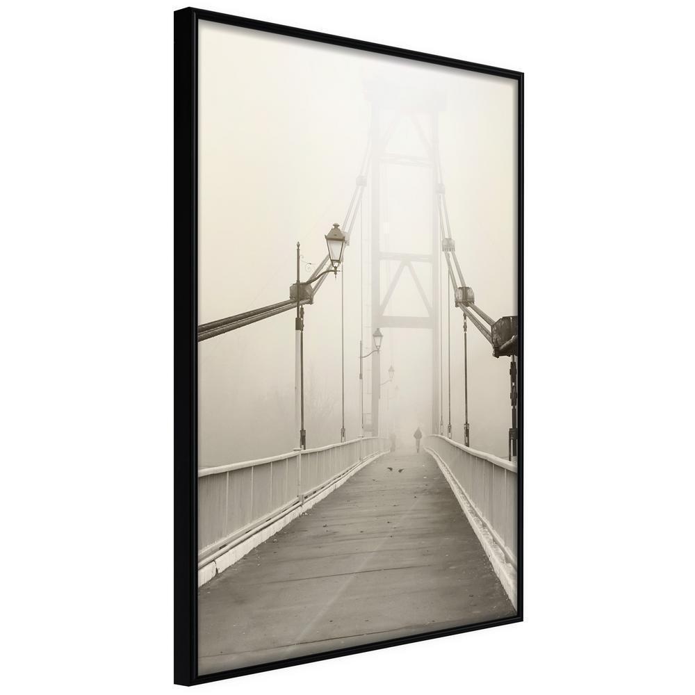 Autumn Framed Poster - Bridge Disappearing into Fog-artwork for wall with acrylic glass protection