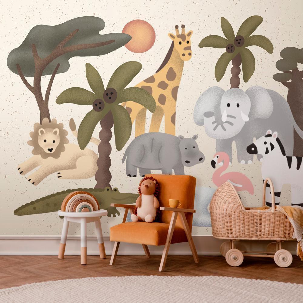 Wall Mural - Children's Africa - Animals With Simple Shapes-Wall Murals-ArtfulPrivacy