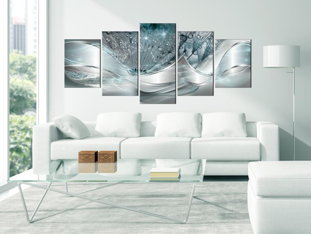 Canvas Print - Modern Dandelions (5 Parts) Blue Wide-ArtfulPrivacy-Wall Art Collection