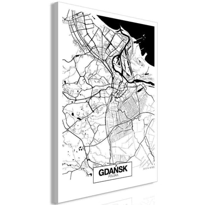Canvas Print - City Plan: Gdansk (1 Part) Vertical-ArtfulPrivacy-Wall Art Collection