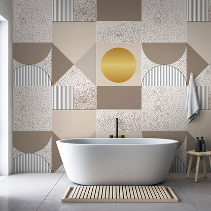 Wall Mural - Beige and Gold Geometric Pattern