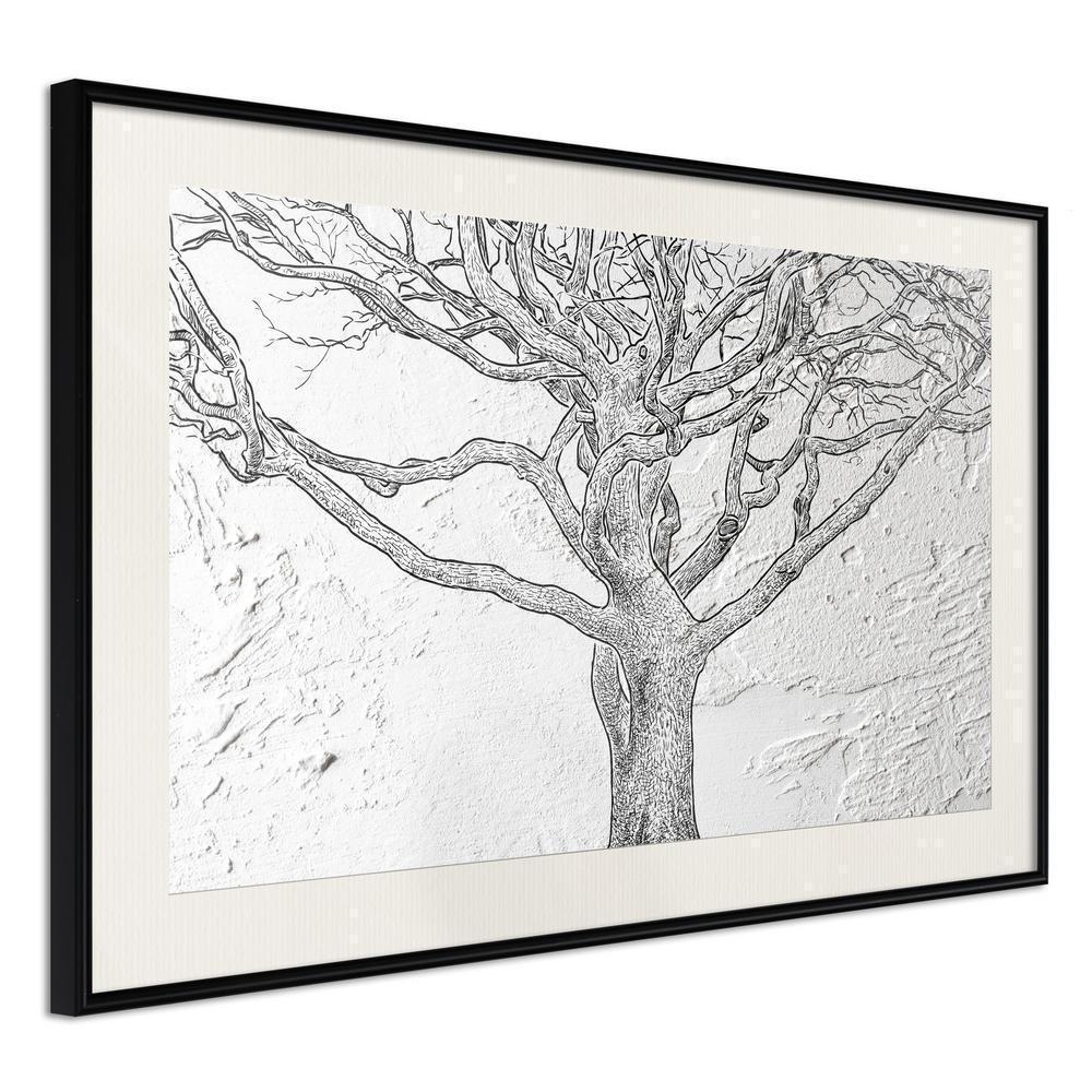 Black and white Wall Frame - Tangled Branches-artwork for wall with acrylic glass protection