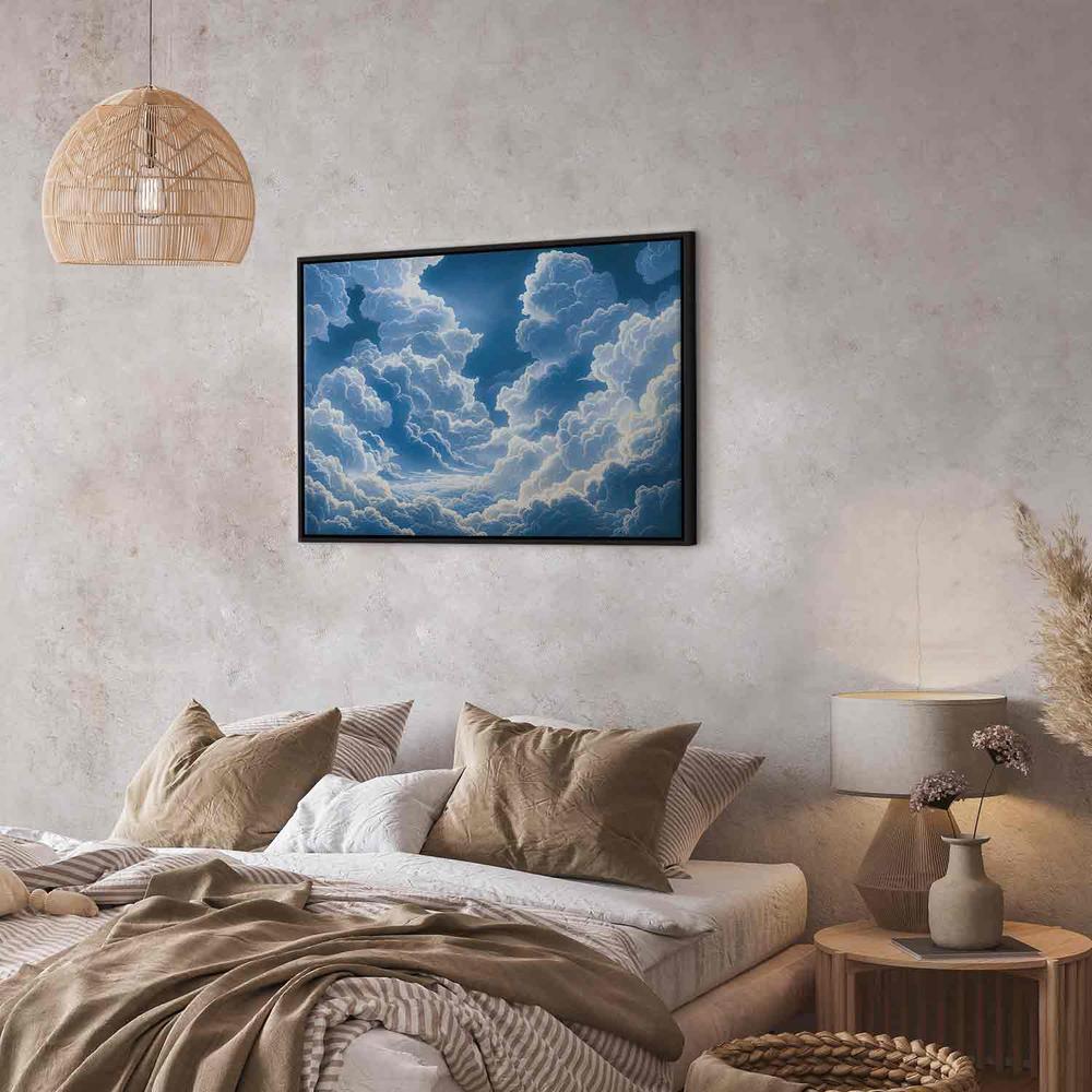 Impression sur toile - Ciel bleu perçant des nuages ​​blancs duveteux