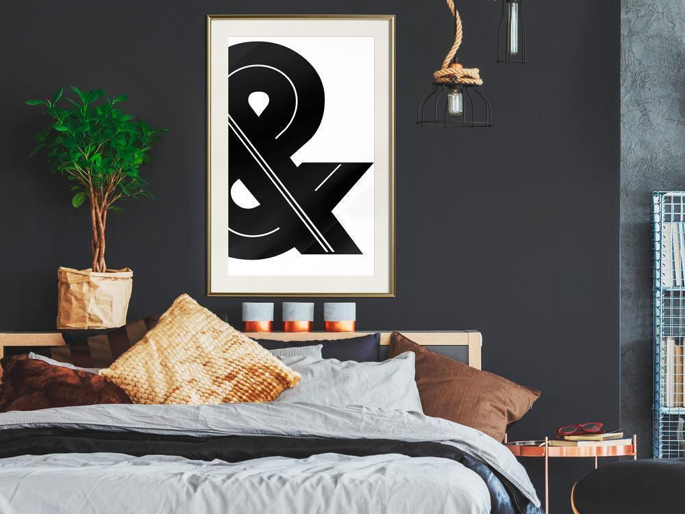 Typography Framed Art Print - Ampersand (Black and White)-artwork for wall with acrylic glass protection