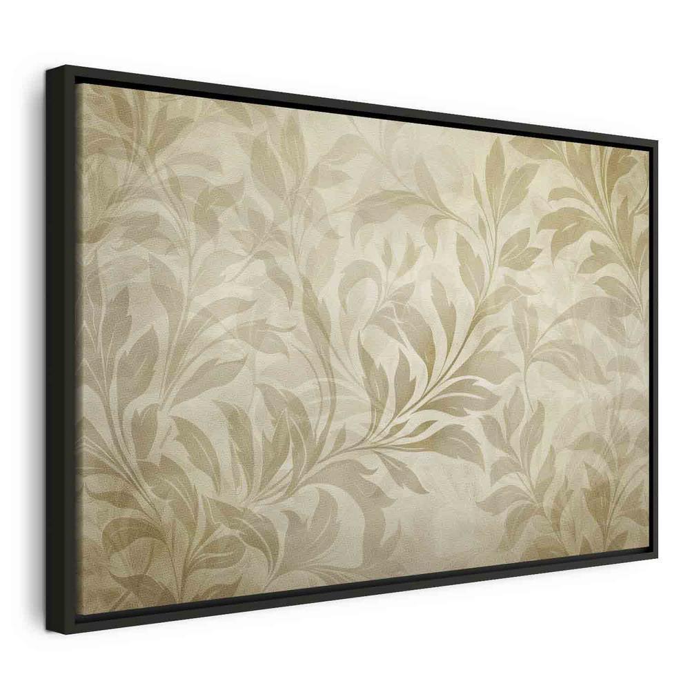 Canvas Print - Botanical Motif with Leaves and Vines in Sand Colors