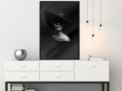 Wall Decor Portrait - Woman in a Hat-artwork for wall with acrylic glass protection