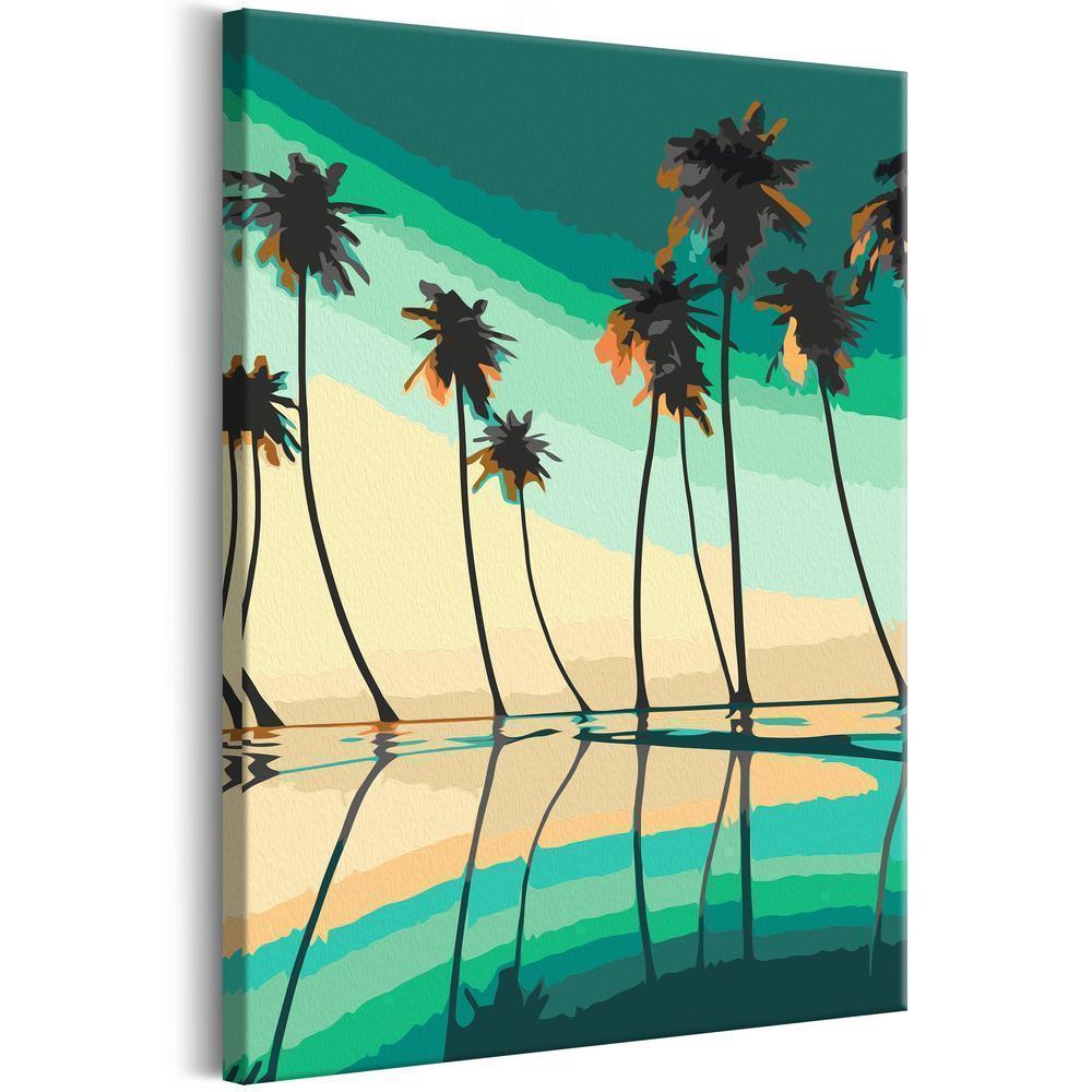 Start learning Painting - Paint By Numbers Kit - Turquoise Palm Trees - new hobby