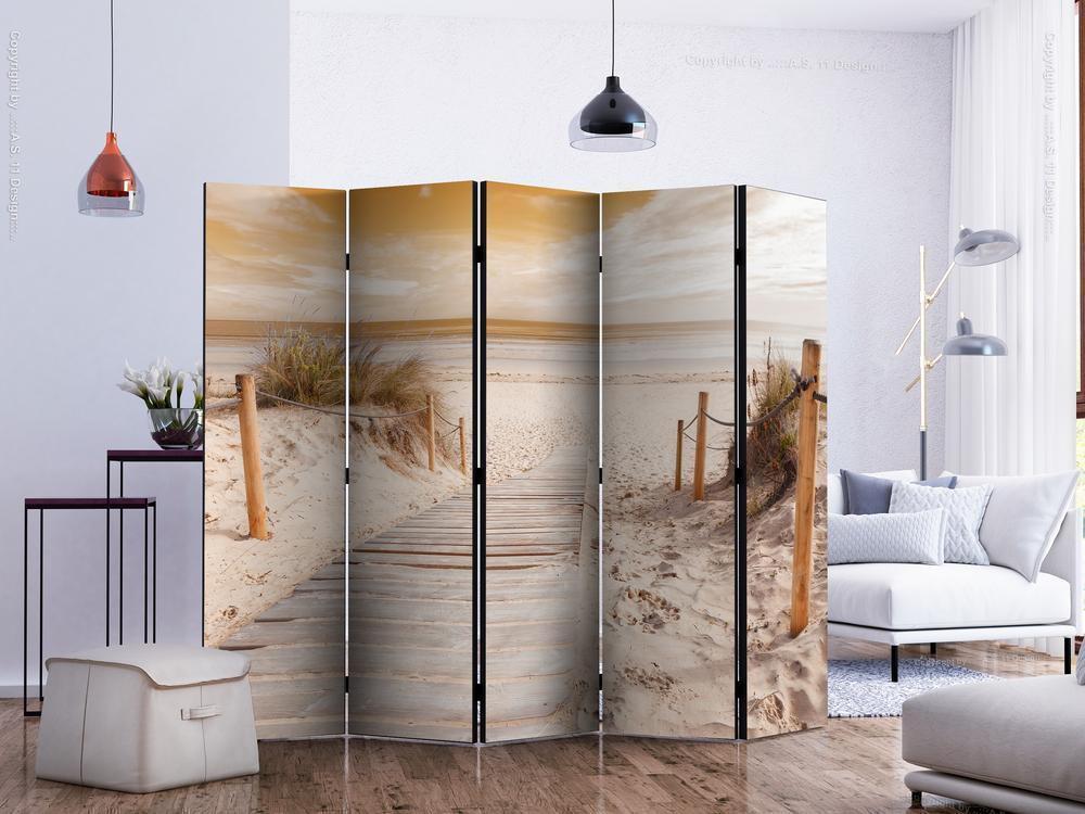 Decorative partition-Room Divider - On the beach - sepia II-Folding Screen Wall Panel by ArtfulPrivacy