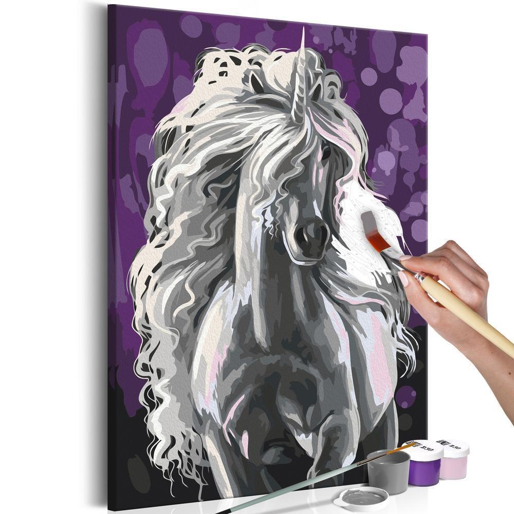 Start learning Painting - Paint By Numbers Kit - White Unicorn - new hobby