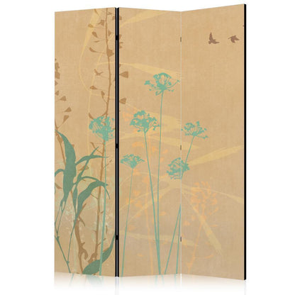 Room Divider - Tiny Bird - Colorful Grasses in Golden Shades of Sunset