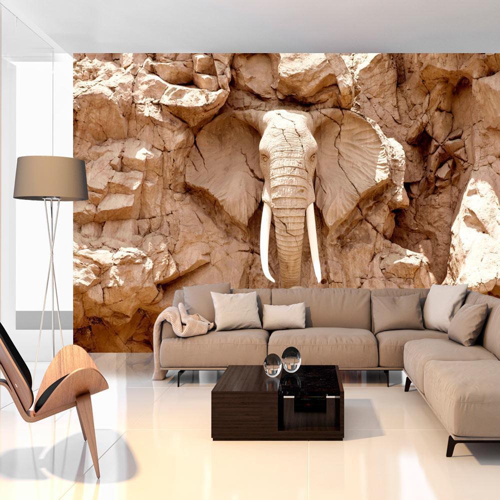 Wall Mural - Stone Elephant (South Africa)-Wall Murals-ArtfulPrivacy