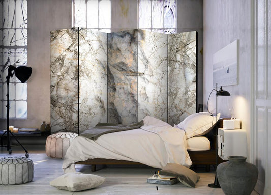 Decorative partition-Room Divider - Marble Mystery II-Folding Screen Wall Panel by ArtfulPrivacy