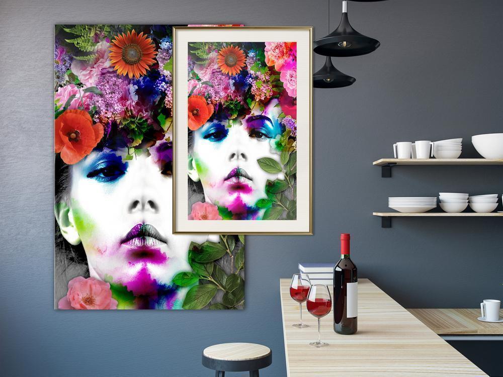 Wall Decor Portrait - Flower Coronet-artwork for wall with acrylic glass protection