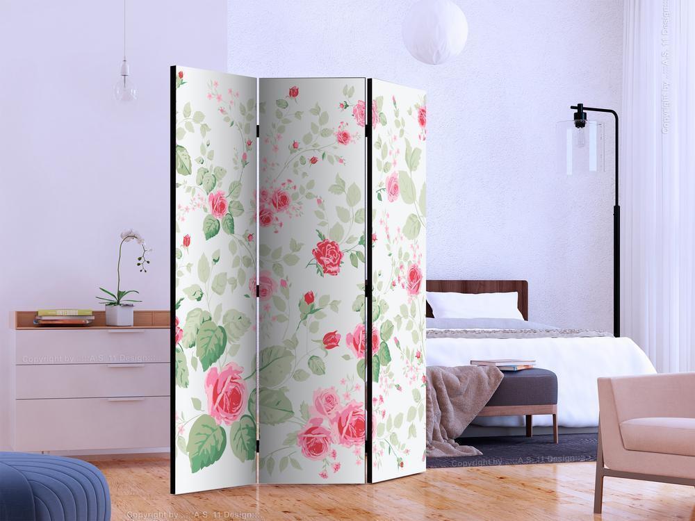 Decorative partition-Room Divider - Rosy pleasures-Folding Screen Wall Panel by ArtfulPrivacy