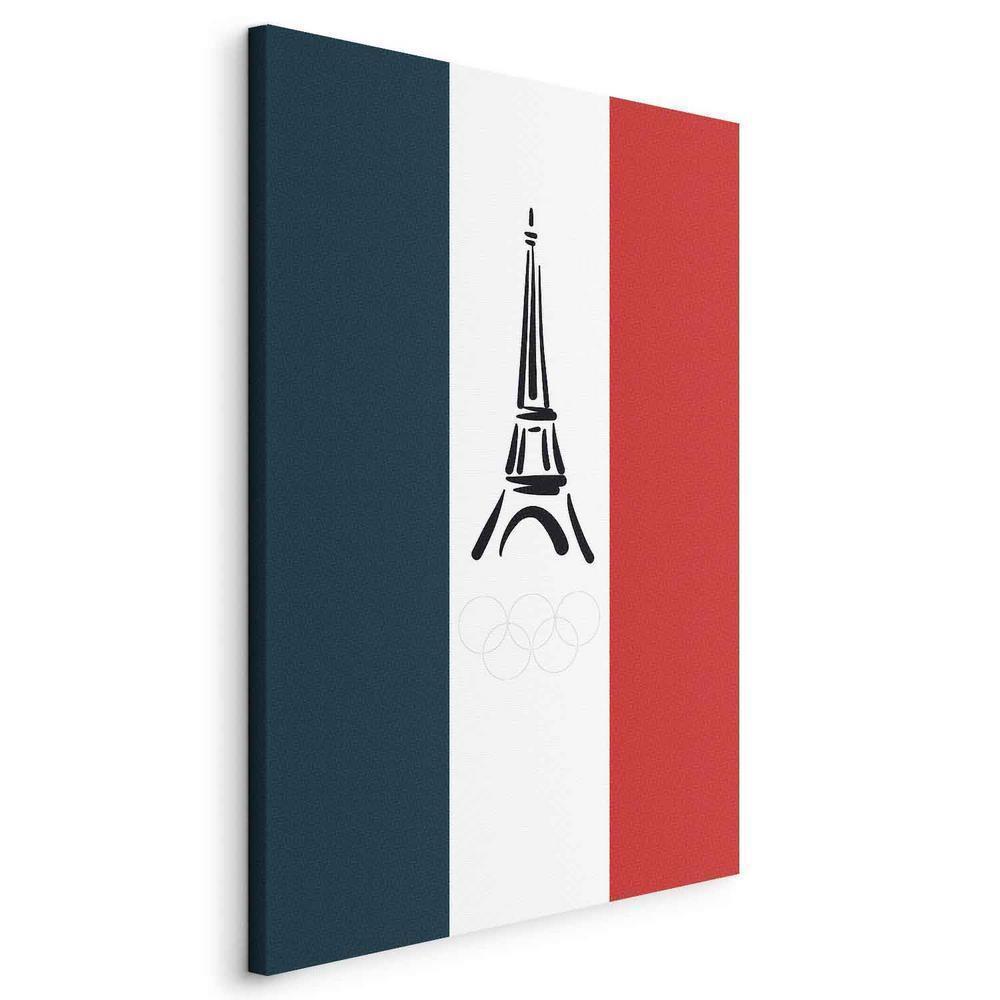 Canvas Print - French Flag With Graphic Eiffel Tower