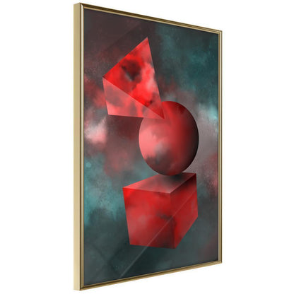 Abstract Poster Frame - Red Solid Figures-artwork for wall with acrylic glass protection