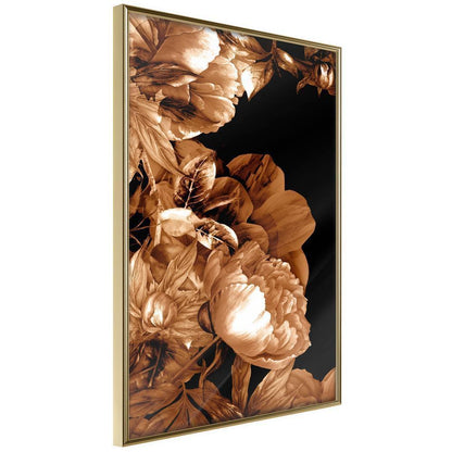 Autumn Framed Poster - Summer Flowers in Sepia-artwork for wall with acrylic glass protection