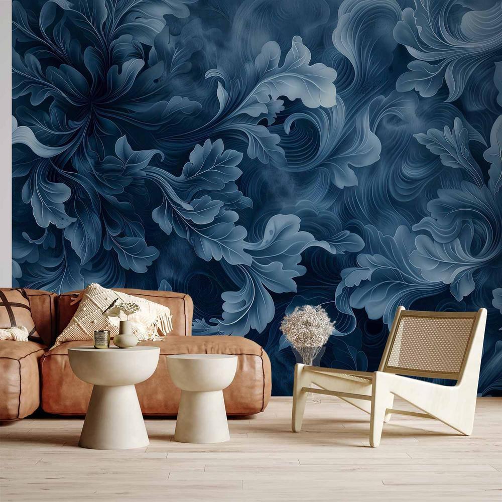 Wall Mural - Abstract Ornaments: Dark Blue Victorian Leaves