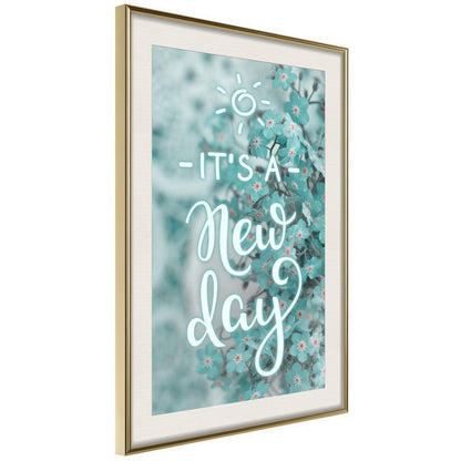 Typography Framed Art Print - New Day-artwork for wall with acrylic glass protection