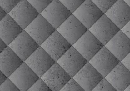 Wall Mural - Grey symmetry - geometric pattern in concrete pattern with light joints-Wall Murals-ArtfulPrivacy