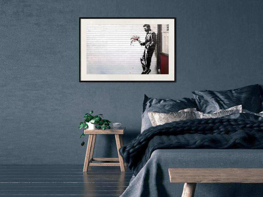 Urban Art Frame - Banksy: Waiting in Vain-artwork for wall with acrylic glass protection