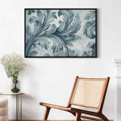 Canvas Print - Stone Baroque Ornaments in Light Shades of Gray-Blue