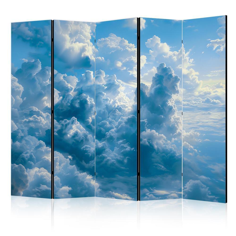 Room Divider - Ocean in the Air: Undulating Clouds Reflecting Morning Light- A 5 Panel Folding Screen For Living rooms, bedrooms or home office, decorative folding screen made with wood and canvas