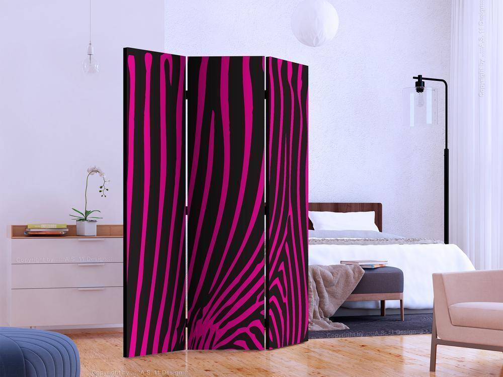 Decorative partition-Room Divider - Zebra pattern (violet)-Folding Screen Wall Panel by ArtfulPrivacy