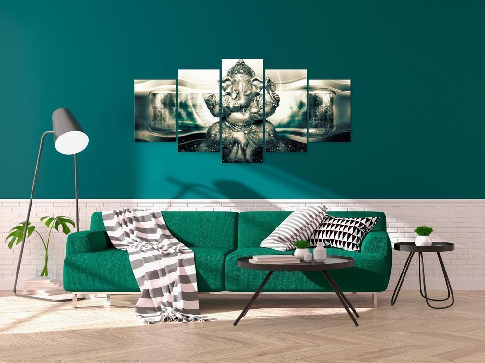 Canvas Print - Buddha Style (5 Parts) Green Wide-ArtfulPrivacy-Wall Art Collection