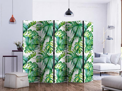 Decorative partition-Room Divider - Jungle Leaves II-Folding Screen Wall Panel by ArtfulPrivacy