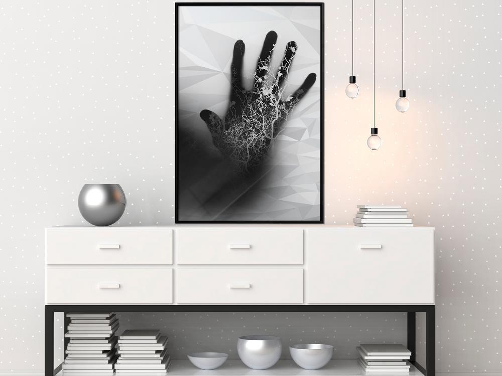 Black and White Framed Poster - Electrifying Touch-artwork for wall with acrylic glass protection