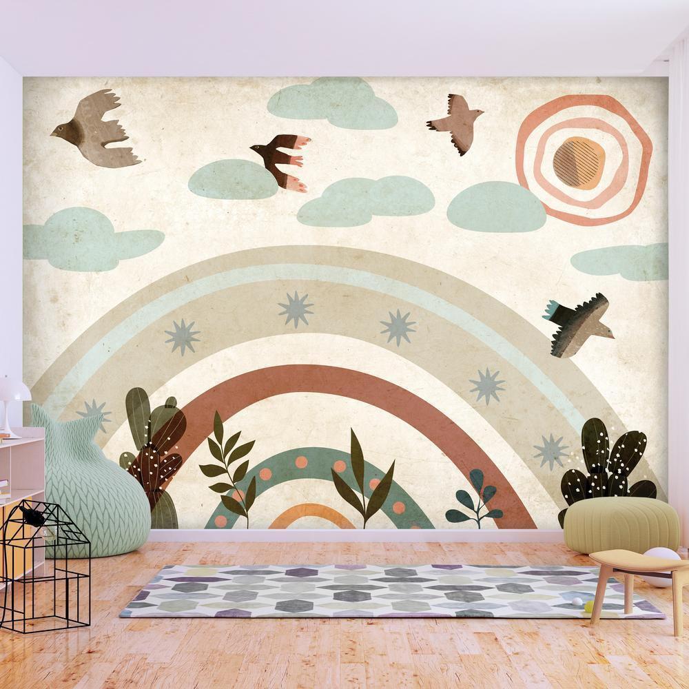 Wall Mural - Rainbow and Birds-Wall Murals-ArtfulPrivacy